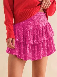 Skirts Girls Sequin Summer plisado faldas para mujeres Trajes de fiesta de Navidad elástica