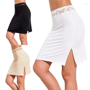 Jupes demi-glissement pour femmes sous-jupe courte mini jupe fente sous-vêtements en dentelle jupon H7EF