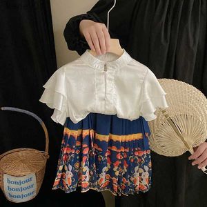 Faldas para niños Faldas conjuntos de faldas chicas de verano Vintage manga topa pequeña china tradicion style skirt set kids boutique boutique YQ231223