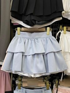 Jupes mode coréenne Mini jupe pour femmes 2023 été volants a-ligne filles gâteau femme taille haute courte goutte