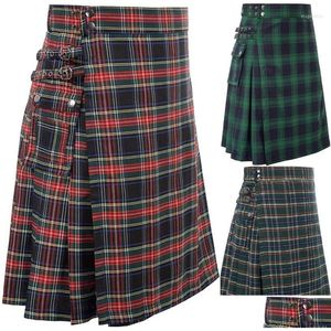 Faldas para hombre escocés tradicional Highland Tartan Kilt Falda Maxi para mujeres para mujer 2022 Punk Drop Entrega Ropa Ropa Oth7I