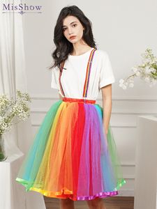 Jupes MisShow femmes arc-en-ciel Tutu jupe courte 5 couches doux Tulle pettijupe filles noël Halloween Cosplay Costumes maille jupes 230417