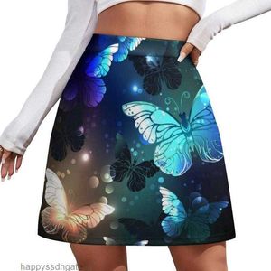 Jupes nocturnes Butterfly jupe femme flottant animal imprimé kawaii mini harajuku hauteur hauteur graphique oversize décontractée a-ligne