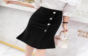 Skirts Office Lady Elegant Singlebreasted Pencil Midi Womens Autumn High Wist Hip Falda Blackgrayred Formal1699809