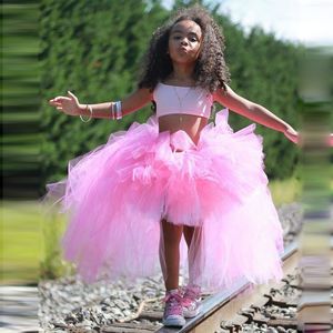 Jupes rose queue d'hirondelle fille longue Tutu jupe belle princesse filles fête d'anniversaire P os robe de bal costume enfant vêtements 230420