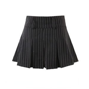 Faldas estilo preppy a rayas para mujer diseño de verano cintura alta plisada Mini chica negra ropa femenina