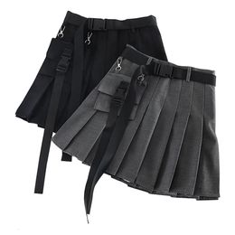 SKIRTS S-5XL Ultrafine Ski Skiing Black Y2K Korean Fashion Punk Street Clothing Tool Pleed Skiing Harajuku High cintura Mini esqui curto 230404