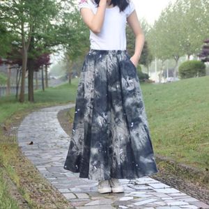 Jupes jupe vêtements de mode longs femmes vêtements décontractés vintage élégant élégant style ethnique en coton lin streetwear bohème