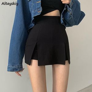 Jupes Jupes femmes noir à la mode moulante Ins Allmatch Streetwear été femme asymétrique Mini Sexy coréen Chic Kpop Faldas Y2k 230214