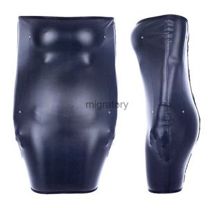 Faldas Skorts PU Chaqueta de cuero Carpeta de brazo recto Saco de medio cuerpo Restricciones Pierna Bondage Juego falda YQ240223