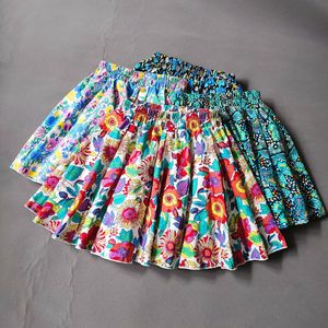 Skirts Spring Summer Big Kids Girls Cotton Print Flower Pleated Skirts Baby Girls Elastic High Waist Mini Skirt Clothes For Girls 3-16 230403