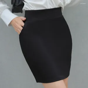 Faldas Sutimine Office Lady Mini Business Falda Negra Con Bolsillo Y Pantalones Cortos Para Mujer