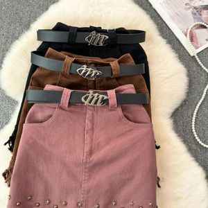 Jupes Sweet Mini Jupe avec short Tassel Zipper High Taion Rivet Rivet vintage Maxi Taille American Style Dropshipp