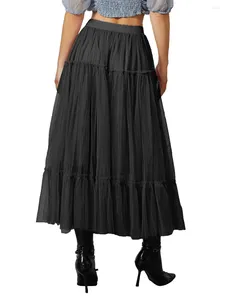 Jupes Tulle pour femmes longue longueur Tutu fée jupe à plusieurs niveaux une ligne maille taille élastique demoiselle d'honneur jupon