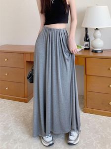 Jupes UMI MAO Vente élégante Robe longue plissée pour femmes 2023 Vintage Longueur cheville A-Line Taille haute Style enfants Noir