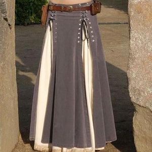 Faldas Vintage mujer moda con cordones hasta el suelo romántico Maxi multicolor talla grande Retro elegante falda femenina