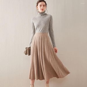 Jupes en laine pour femmes, jupe-parapluie plissée, ensembles de jupes longues, mode coréenne Pure, soldes d'automne et d'hiver 2023