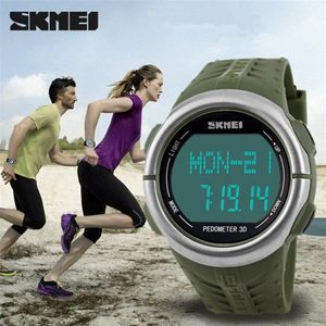 SKMEI 1058 Monitor de frecuencia cardíaca Vigilancia Pedómetro Relojes LED para hombres Mujeres 50m Relojes digitales impermeables Sports Calorie Counter 273p