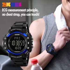 Marca SKMEI, podómetro 3D para hombre, Monitor de ritmo cardíaco, calorías, reloj con pantalla Digital, relojes deportivos para exteriores, reloj Masculino 2024