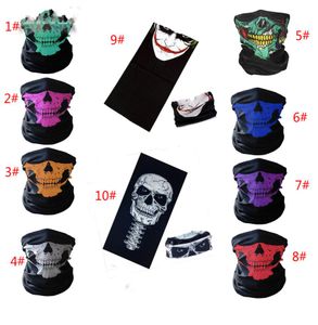 Skull Half Face Mask Scarf Bandana Bike Motorcycle Swarves Scarf Neck Face Mask Cosplay Cosplay Biker Bandanas 10 Color5994441