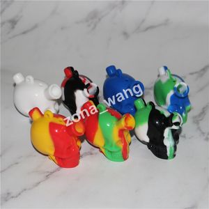 Narguilé crâne forme Blunt Bubbler Silicone Verre Smart Mini Voyage Bubblers Cigarette Filtre Verre Pipe À Eau Silicium Bong