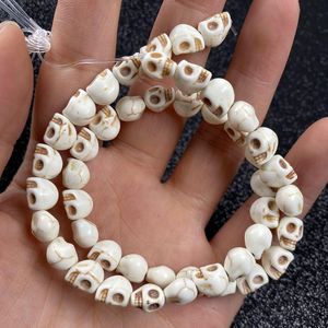 Perles en pierre naturelle en forme de crâne turquoises blanches pour bracelet collier bijoux à bricoler soi-même