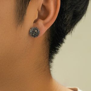 Pendientes de calavera para hombre y mujer, pendientes góticos punk personalizados, pendientes de girasol con esqueleto para fiesta de Halloween, hipoalergénicos