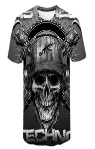 Skull T-shirt Men Skeleton Tshirt Punk Rock Tshirt Gun T-Shirts 3D Print Tshirt Vintage Men Vêtements Tops d'été Plus taille 6xl4313053