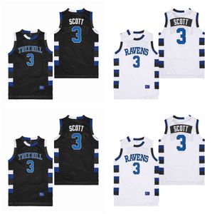 SL Lucas Scott #3 One Tree Hill Ravens Movie College Basketball Jersey White Black Size S-XXL