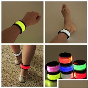 Slap Snap Bracelets Snap Bracelets Bijoux Drop Delivery 2021 Nylon Led Sports Slap Bandes De Poignet Bracelet En Plein Air Night Light Flas Dhgty