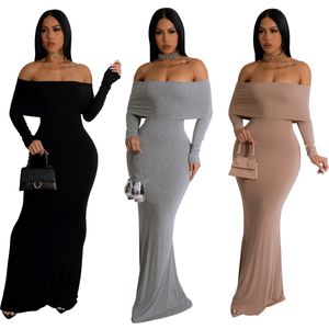 Slash neck maxi vestido feminino sexy magro ajuste bodycon longo maxi vestidos club wear navio livre