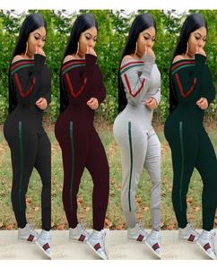 Slash Neck Women Set Two Pieces Schip Spring Spring SEXY OFF Shoulder Tops y Long Pants Set Lounge Wear W80578301018