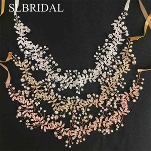 Slbridal rose or cristal perles accessoires de cheveux de mariage bande de cheveux bande de mariée.