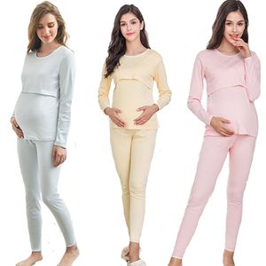 Sleep Lounge Winter Maternity Sleepwear Pyjama en coton chemise de nuit pour l'allaitement Respirant Innerwear Support Belly Band Back Clothes 230320