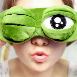 Masques de sommeil grenouille verte dessin animé yeux mignons couvrir le triste masque pour les yeux 3D couverture sommeil repos sommeil cadeau drôle pour enfants adultes #237371