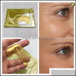 Masques de sommeil Soins de la vue Santé Beauté 2 pièces est 1 paquet masque pour les yeux au collagène cristal doré vente yeux sous les yeux cernes Dhmyf