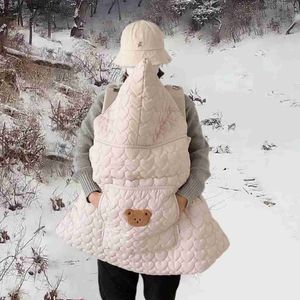 Sleeping Bags Korean Style Autumn Winter Baby Stroller Blanket Cartoon Thickened Warm Baby Quilt Baby Stroller Sleeping Bag Kids StrapsL231225