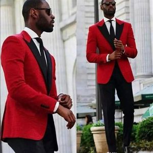 Slim Fit rojo boda esmoquin trajes de hombres dos piezas barato novio esmoquin con muesca solapa hombres traje de fiesta por encargo trajes de padrino Jac176Z