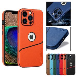 Slim Lychee Grain Leather Vogue Phone Case for iPhone 14 13 12 11 Pro Max XR XS 7 8 Plus SE2 SE3 Durable Business Full Protective Soft Bumper Solid Color Back Cover