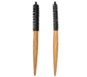 Cepillos de peluquería con mango de madera delgado, cepillo de pelo corto rizado pequeño, Mini peine redondo para estilizar el cabello 6741243