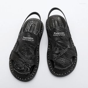 Slip-on Sandal Sandales Sandales Softs Male Maly Resistant Cow Cuir Cuir Summer High Quality Vérite 7890