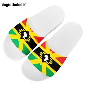 Zapatillas Doginthehole afro americano unia bandera estampada de verano mujeres zapatillas para el baño chanclas de baño no lipas sandalias al aire libre