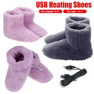 Pantoufles électriques USB chaussures chauffantes lavable confortable en peluche plus chaud pied hiver soin pantoufle unisexe 231202