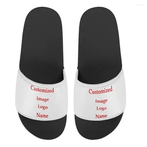 Zapatillas homdow imagen personalizada // texto/nombre 3d Summer Flip Flip Flip Flats casuales Sandalias para el hogar Femenino PVC Durable