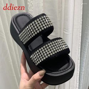 Slippers Rhingestone Slides Ladies Helges Chaussures Summer Summer Outdoor Femme Foot Wear in Fashion Open Toe Casual Women Plateforme