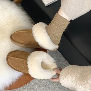 Slippers moutons fourrure une chaussure True Boots de neige en laine chauds et duvets épaisses épaisses en laine de coton chaussures de coton pour porter des chaussures de laine à moitié vadrouille 231123