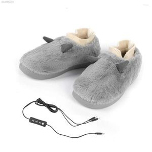 Zapatillas con calefacción USB para hombre, zapatilla con calefacción ajustable, lavable, antideslizante, cubierta impermeable para invierno, calentador de pies extraíble para el hogar