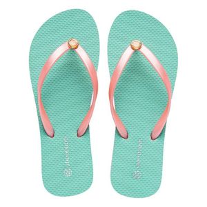 Zapatillas Mujeres Estilo océano Ocean Flip-Flops Starfish Sailboat Macaron Color Sandalias planas de verano zapatos casuales sin deslizamiento