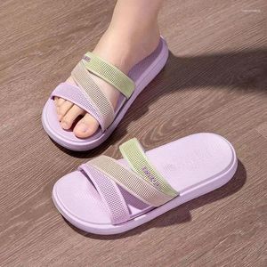 Slippers Women's Summer One Word Flat Sole Soft Non Slip Anti Odor Home Outdoor Casual