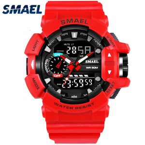 SMAEL Red Sport Clock Men Relojes Hombre 30M Reloj impermeable LED Relojes de pulsera de cuarzo digital relogio masculino Male Saat 1436 LY191213